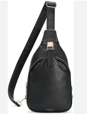 Forever Young Black Crossbody Sling Bag with Gold Hardware